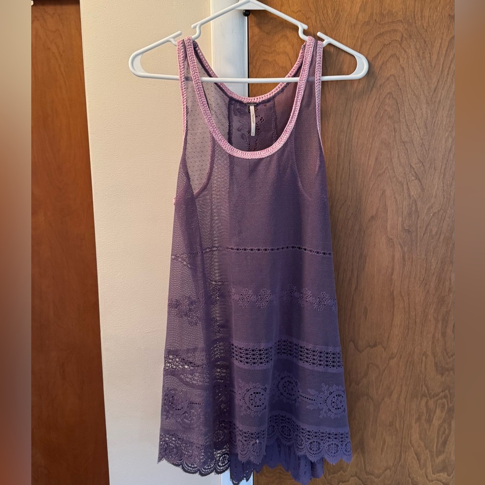 Free People Purple Lace Tank Top